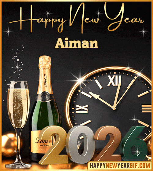 GIF Happy New Year 2026 champagne Aiman