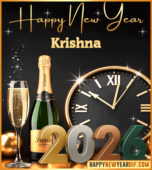 Happy New Year 2026 champagne Krishna