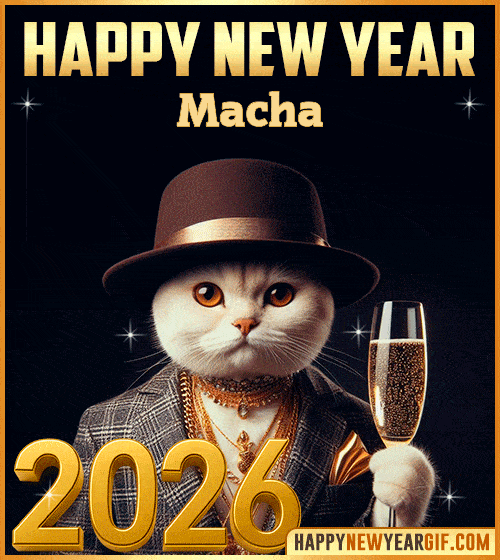 GIF Funny Cat Happy New Year 2026 gif Macha