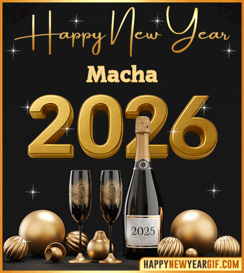 GIF Happy New Year 2026 gif Champagne Macha