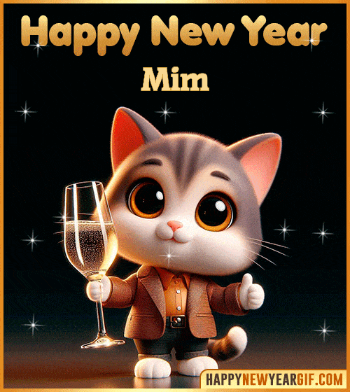 GIF Happy New Year 2026 funny cat gif Mim