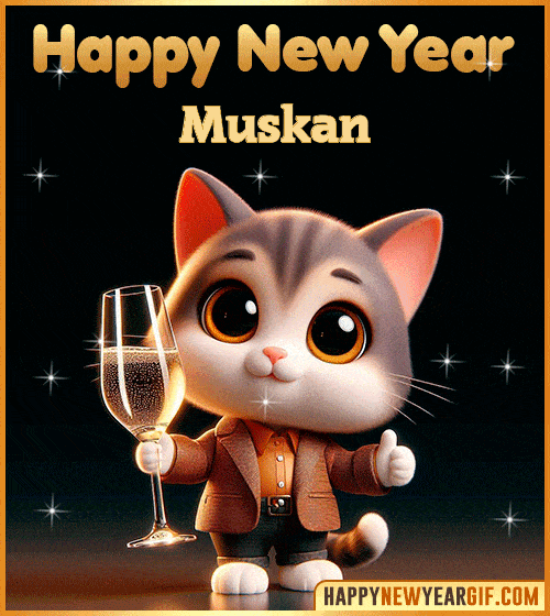 GIF Happy New Year 2026 funny cat gif Muskan