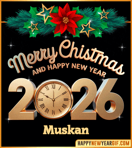 GIF Merry Christmas and Happy New Year 2026 gif Muskan