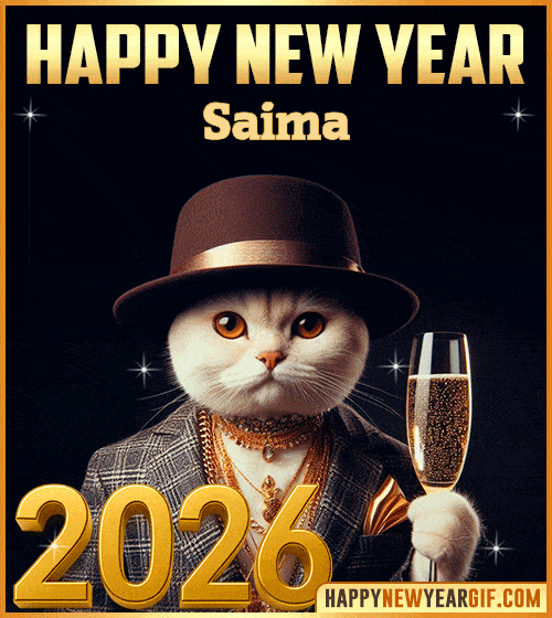 GIF Funny Cat Happy New Year 2026 gif Saima